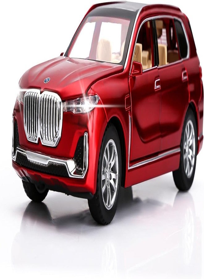 سيارة لعبة نموذجية متوافقة مع سيارة BMW X7 الرياضية متعددة الاستخدامات من بلاك زون، مصنوعة من سبائك الزنك، تعمل بنظام السحب للخلف، مزودة بأصوات وأضواء، هدية مثالية للأطفال (أحمر 1) - Image 1